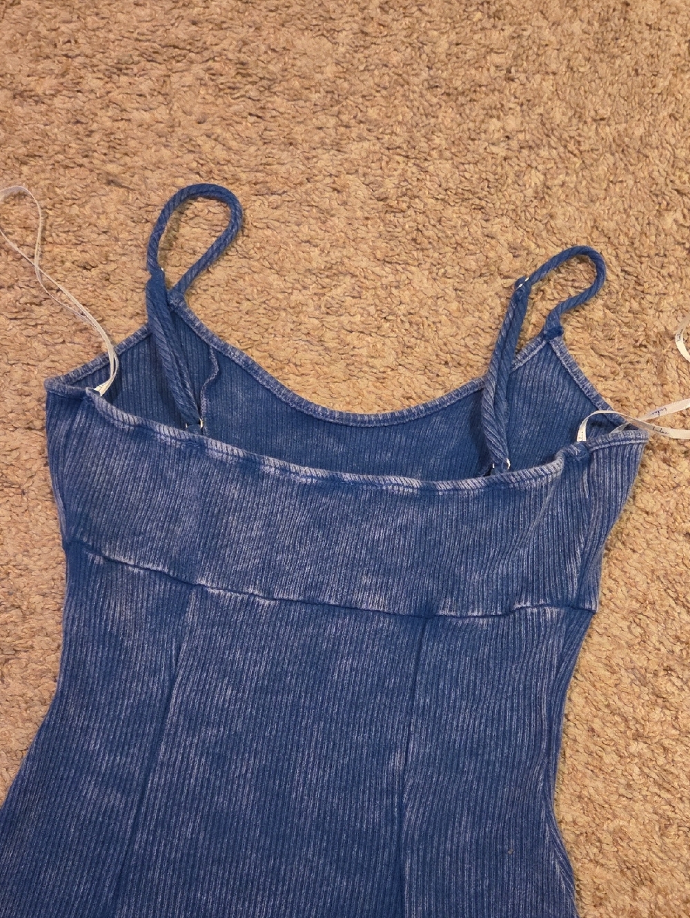 Lulus Simply Pretty Washed Blue Ribbed Pleated Sleeveless Mini Dress - Size M - Picture 5 of 5